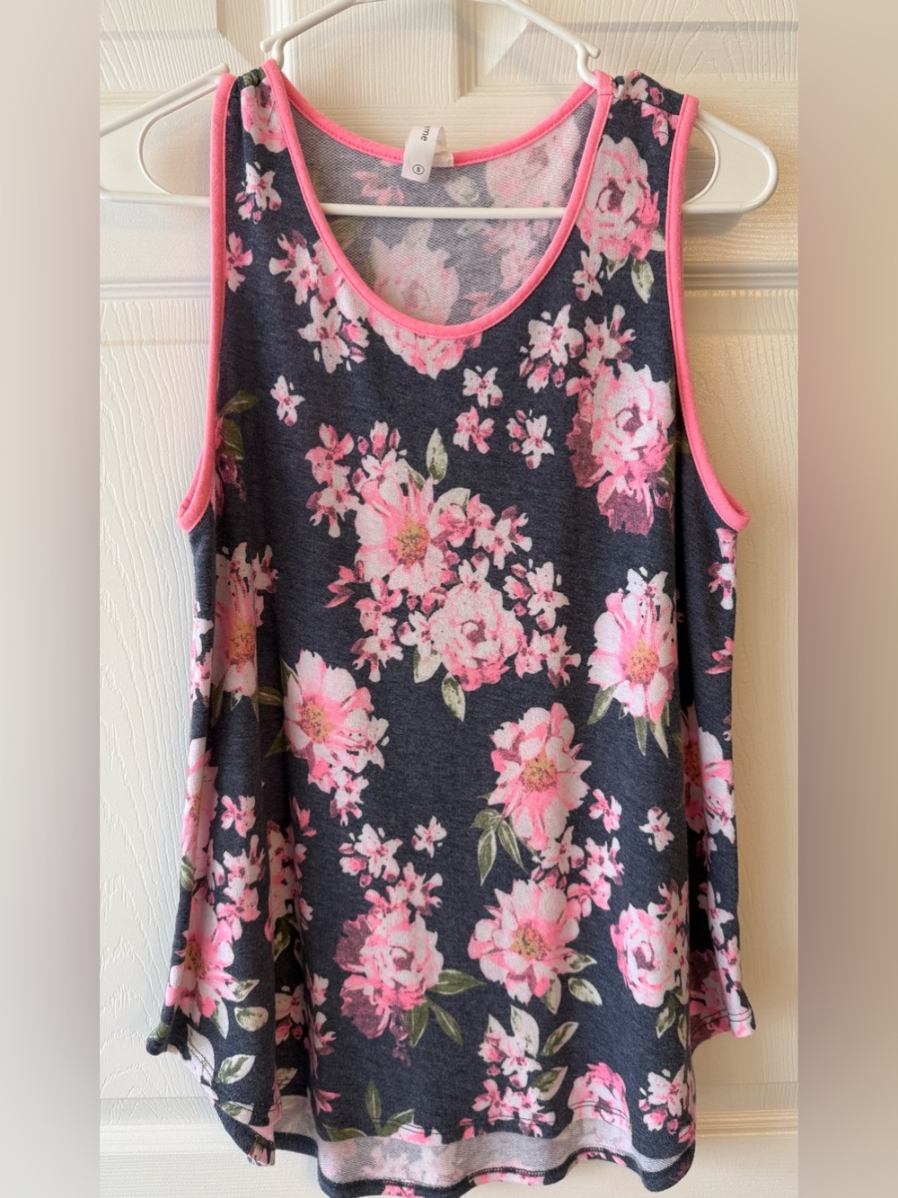 Honeyme Navy Tank Top with Pink Floral Size S